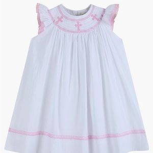 4T cross smocked lined dress